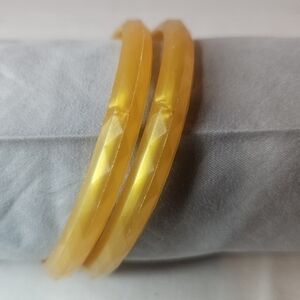 Vintage 90s-Y2K Gold Faceted Metallic Acrylic Statement Bangles Spacers Stacking